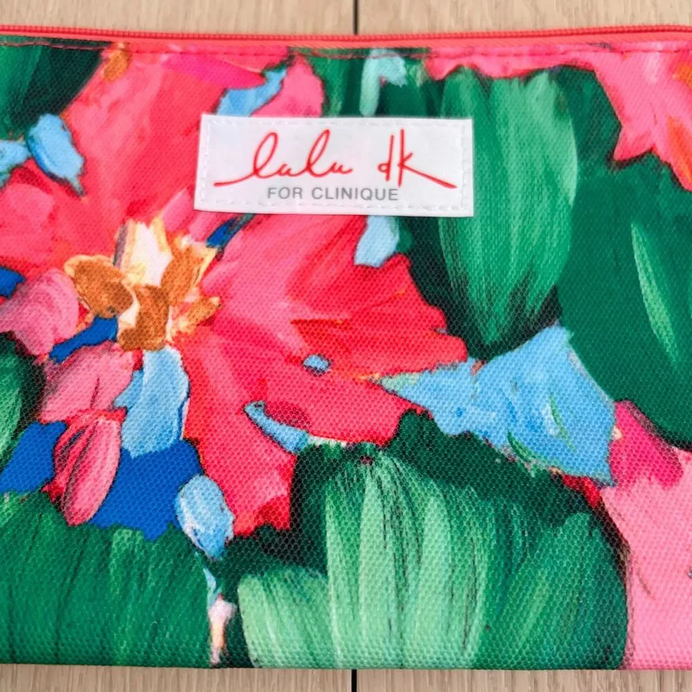 LuLu Dk For Clinique Limited Edition GWP Flower Makeup Cosmetic Zip Travel Bag